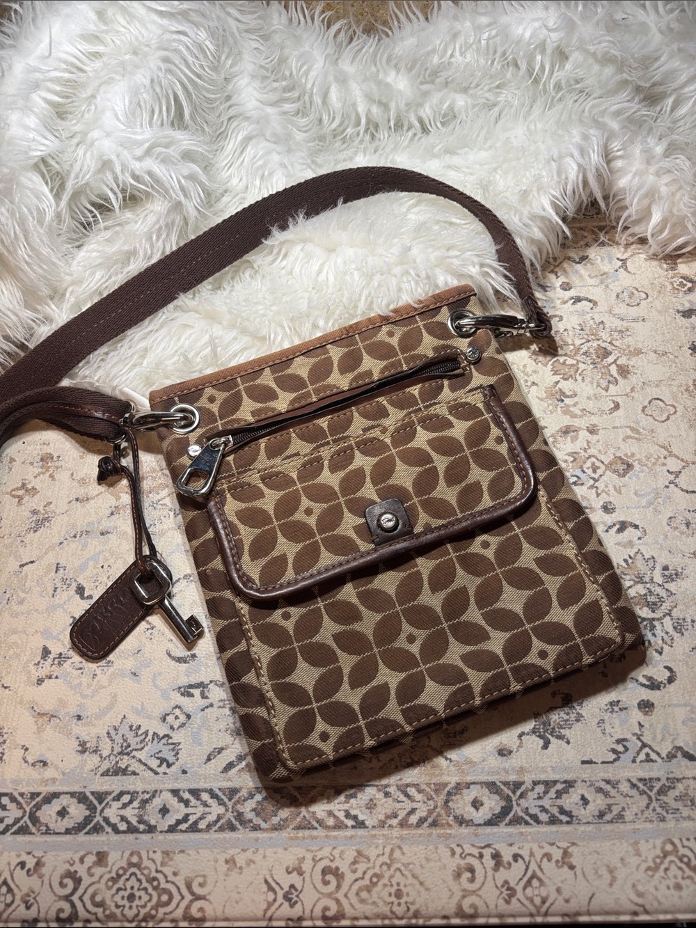 Fossil Marlow Y2K Crossbody Bag Signature Slim Canvas Swingback Jaquard Floral